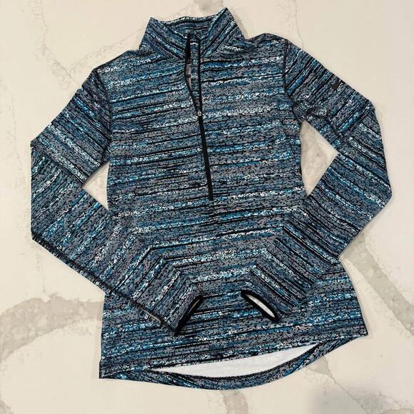 Nike Pro Dri-Fit Half Zip Pullover Long Sleeve Top Women's Medium Blue/Black Gym - Picture 1 of 10